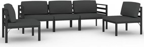 vidaXL 5 részes antracitszürke alumínium kerti ülőgarnitúra párnákkal
