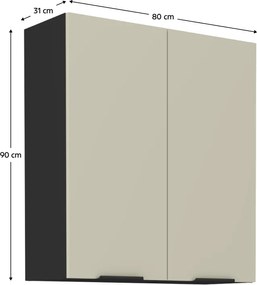Felső szekrény, kasmír/fekete, ARAKA 80 G-90 2F