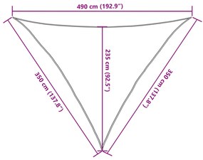 szürke 100% poliészter oxford szövet napvitorla 3,5x3,5x4,9 m