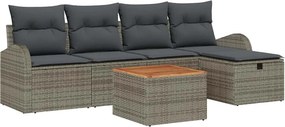 vidaXL Kerti Kanapé Szett párnával tárolóval 6 pcs Szürke Poli rattan