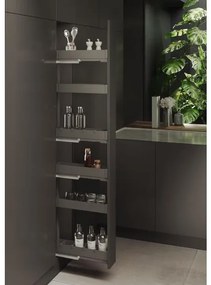 Konyhai fémrács, 200mm, bal oldalra szerelhető, antracit, teljes kihúzás, csillapított záródás, rejtett fióksín, 3 kosár SIGE, PRO LINE 249