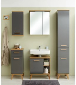 Szürke mosdó alatti szekrény tölgyfa dekorral 60,5x65 cm Quickset 924 – Pelipal