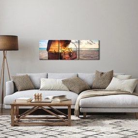 Kép - kincs a tengerpart (órával) (90x30 cm)