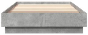 betonszürke ágykeret LED-világítással 100x200 cm