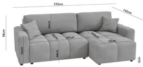 Világosszürke sarokkanapé (variálható) Luki – Ropez