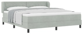 Boxspring Ágy Matrac Kivilágos Szürke 180x200 cm Bársony