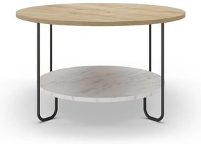 Natúr színű kerek dohányzóasztal tölgyfa dekoros asztallappal ø 80 cm Tonka – Marckeric