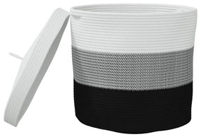 fehér-fekete pamut tárolókosár fedéllel Ø40 x 35 cm