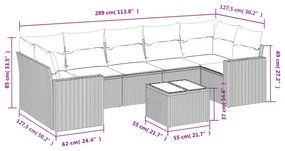 8 részes barna polyrattan kerti ülőgarnitúra párnákkal