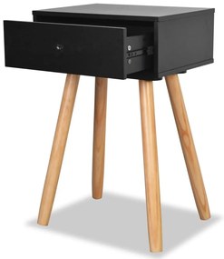 2 db fekete, tömör fenyőfa éjjeliszekrény 40 x 30 x 61 cm
