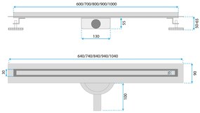 Rea Neox Slim Pro, zuhanylefolyó 100 cm, szálcsiszolt acél, REA-G5803