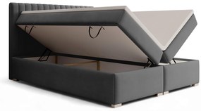 Solani kontinentális ágy 160x200 tárolóval - sötétszürke Castel 93 bársony