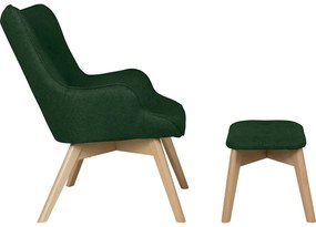 Sötétzöld fotel lábtartóval Niko – Ropez