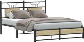 vidaXL sonoma tölgy színű szerelt fa ágykeret matrac nélkül 140x190 cm