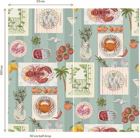 Holden Decor Wanderlust Al Fresco kék mediterrán vlies tapéta – 99559