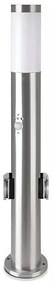 Kültéri érzékelős lámpa + 2 aljzat 1xE27/60W/230V IP44 60cm matt króm