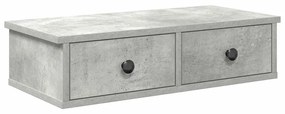 Falipolc fiókokkal betonszürke 60x25x15 cm műszaki fa