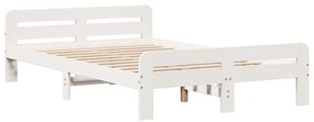 fehér tömör fenyőfa könyvespolcos ágy matrac nélkül 135x190 cm