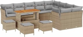 vidaXL Kerti Kanapé Szett 13 pcs Bézs polirattan