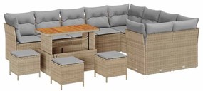 vidaXL Kerti Kanapé Szett 13 pcs Bézs polirattan