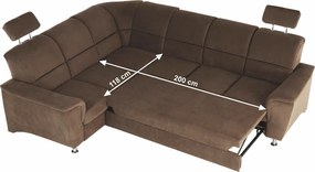 Kinyitható ülőgarnitúra, barna szövet, balos, SANTIAGO