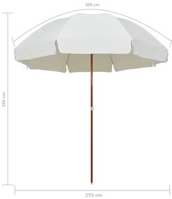 homokszínű napernyő acélrúddal 300 cm