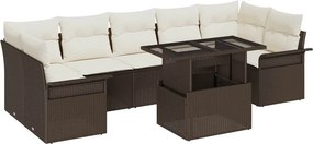 vidaXL Kerti Kanapé Szett párnával 8 pcs Barna polirattan