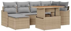vidaXL Kerti Kanapé Szett tárolóval 7 pcs Bézs Poli rattan