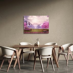 Rózsaszín fák képe fóval (üvegen) (70x50 cm)