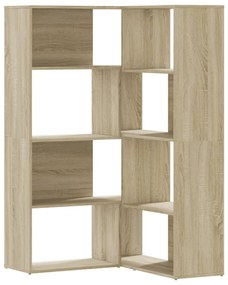 4 szintes sonoma tölgy szerelt fa sarok könyvespolc 85x85x140cm