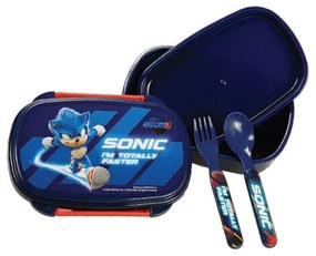Sonic a sündisznó Faster szendvicsdoboz + evőeszköz szett