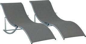 Outsunny 2 darabos napernyő készlet - Ergonomikus szövet napozóágyak alumínium vázzal, Sötétszürke 165 x 61 x 63 cm | Aosom
