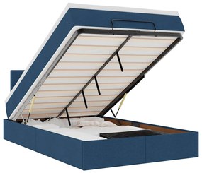 kék szövet ottomán ágy matraccal &amp; LED-ek 120x190cm