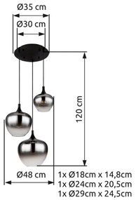 Globo 15548-3H - Csillár zsinóron MAXY 3xE27/40W/230V fekete