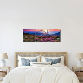 Kép - Hegyi virágzó táj (órával) (90x30 cm)