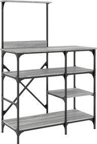 vidaXL szürke sonoma színű szerelt fa és fém pékállvány 90x40x132 cm