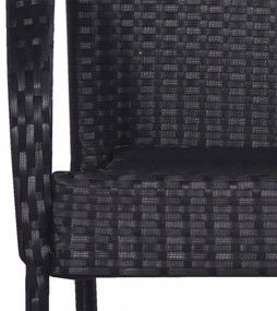 2 db fekete rakásolható polyrattan kültéri szék