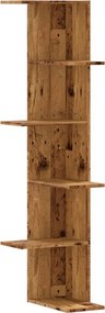 vidaXL antik fa színű szerelt fa fali sarokpolc 36,5 x 36,5 x 140 cm