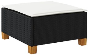 fekete polyrattan kerti szék párnával 63,5 x 56 x 32 cm
