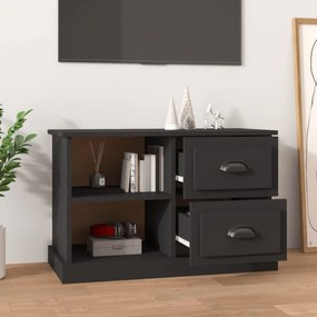 fekete szerelt fa TV-szekrény 73 x 35,5 x 47,5 cm