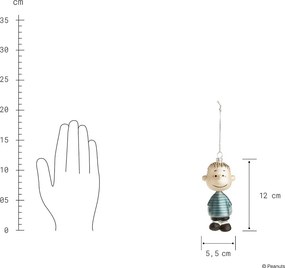 PEANUTS üveg karácsonyfadísz, Linus, 12 cm