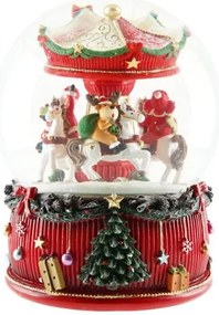 Rázógömb körhintával forgó zenélő 20x14 cm karácsonyi dekoráció