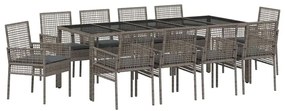 vidaXL Kert étkező szett 11 pcs Szürke polirattan