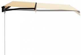 sárga és fehér kézzel kihúzható LED-es napellenző 300 x 250 cm