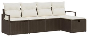 Kerti Kanapé Szett 5 pcs Barna és krémszínű 230 x 117 x 85 cm