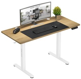 Ergonomikus íróasztal állítható magasságú asztal, elektromos magasságállítással, számítógépi asztal , memória funkcióval és LCD kijelzővel, fehér/fa