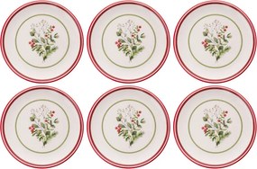 6 részes karácsonyi kerámia desszerttányér készlet Xmas Leaf