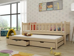 Gyerekágy 90 x 200 cm Amalia (ágyráccsal és tárolóhellyel) (borovi fenyő). 1013108