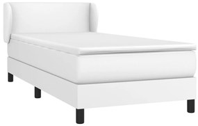 fehér műbőr rugós ágy matraccal 100 x 200 cm