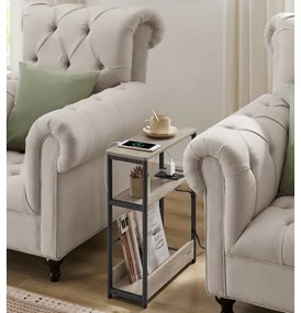 Oldalsó asztal beépített konnektorral és USB-portokkal ROD barna/fekete